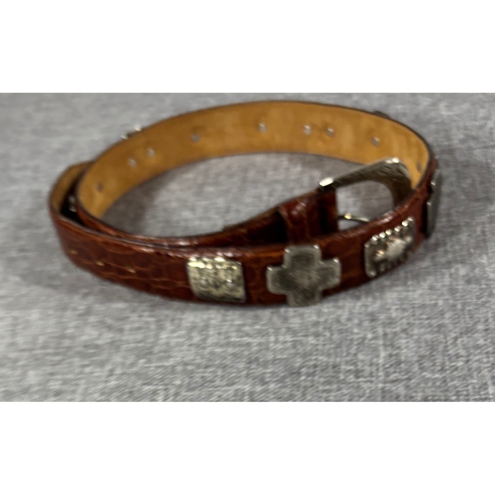 Harold's Vintage Belt Italy Western Concho Brown Leather Southwestern Women M